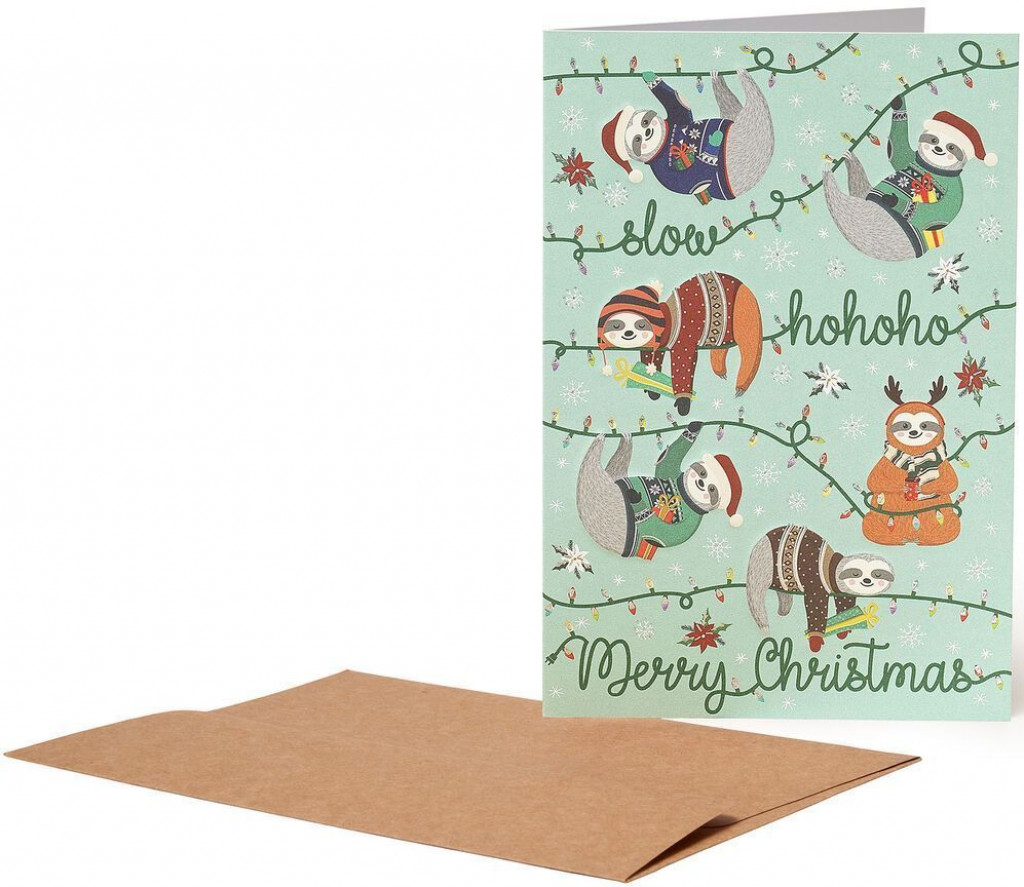 Legami Vianočné prianie Legami Christmas Greeting Cards - 11,5X17 - Sloths