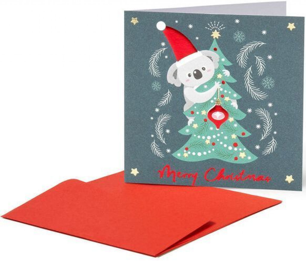 Legami Vianočné prianie Legami Christmas Greeting Cards - 7X7 - Koala