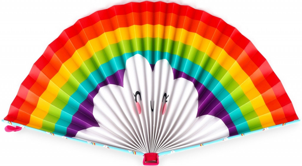 Legami Papírový vějíř Legami Fiesta And Siesta - Folding Paper Fan - Rainbow
