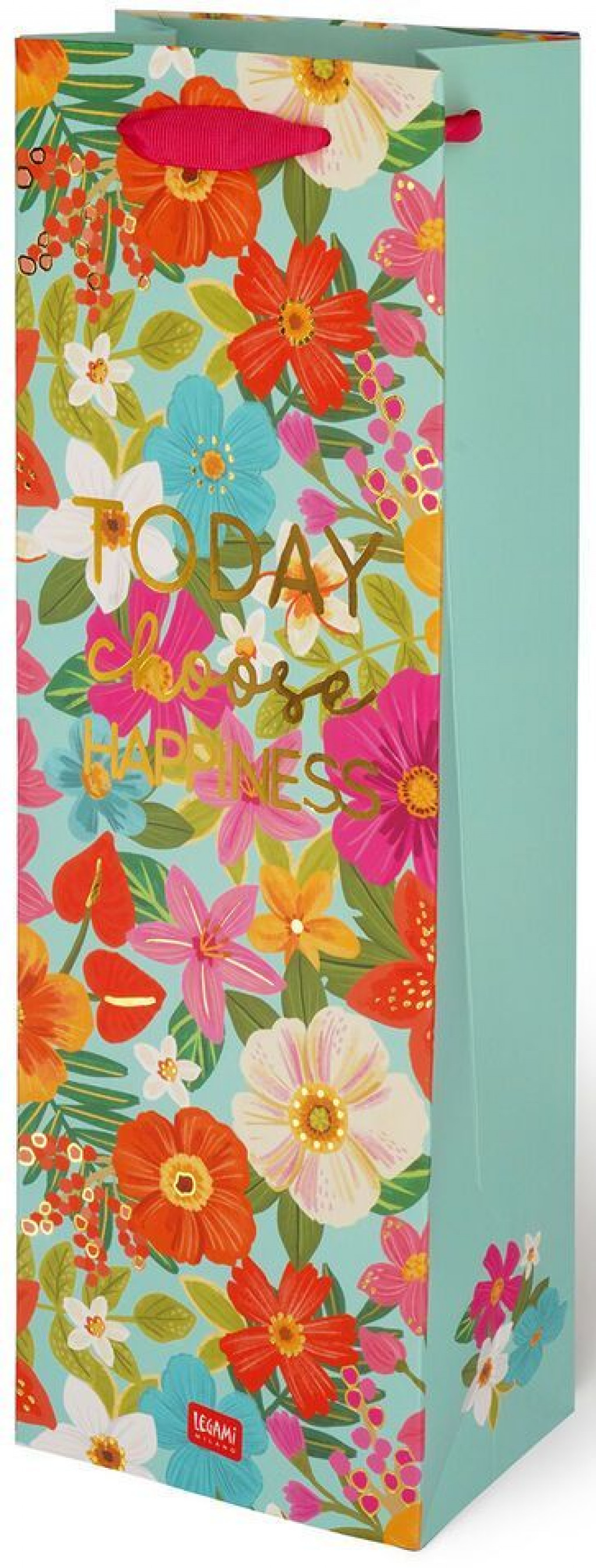 Legami Darčeková taška na víno Legami Gift Bag - Bottle - Flowers