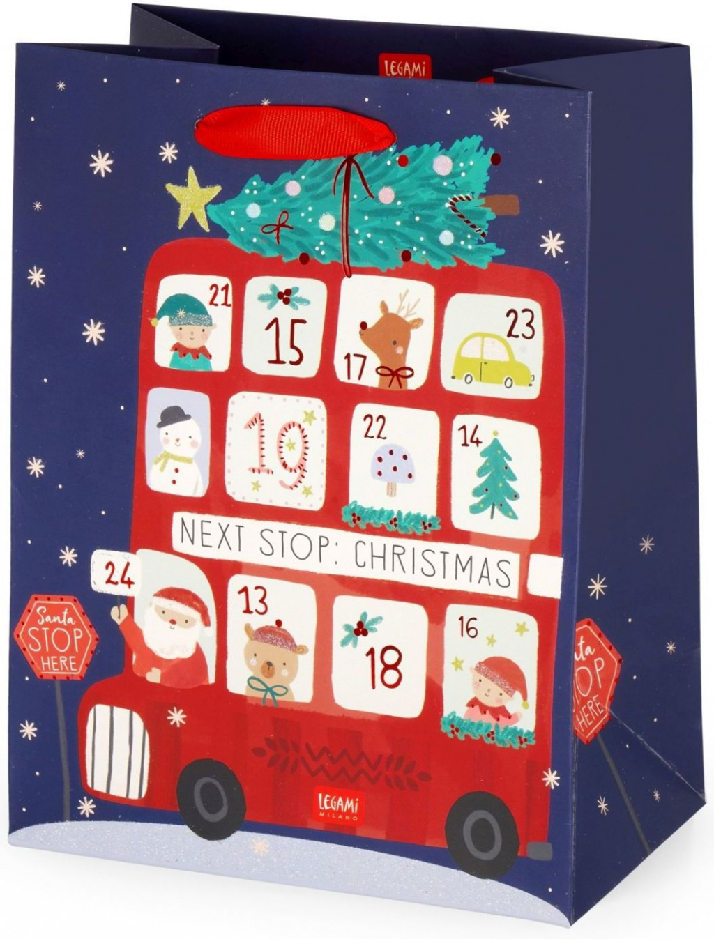 Legami Darčeková taška Legami Gift Bag - Medium - Christmas Bus