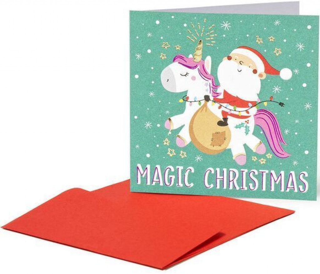 Legami Vánoční přání Legami Christmas Greeting Cards - 7X7 - Unicorn