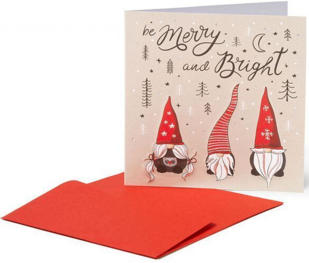 Legami Vánoční přání Legami Christmas Greeting Cards - 7X7 - Gnomes