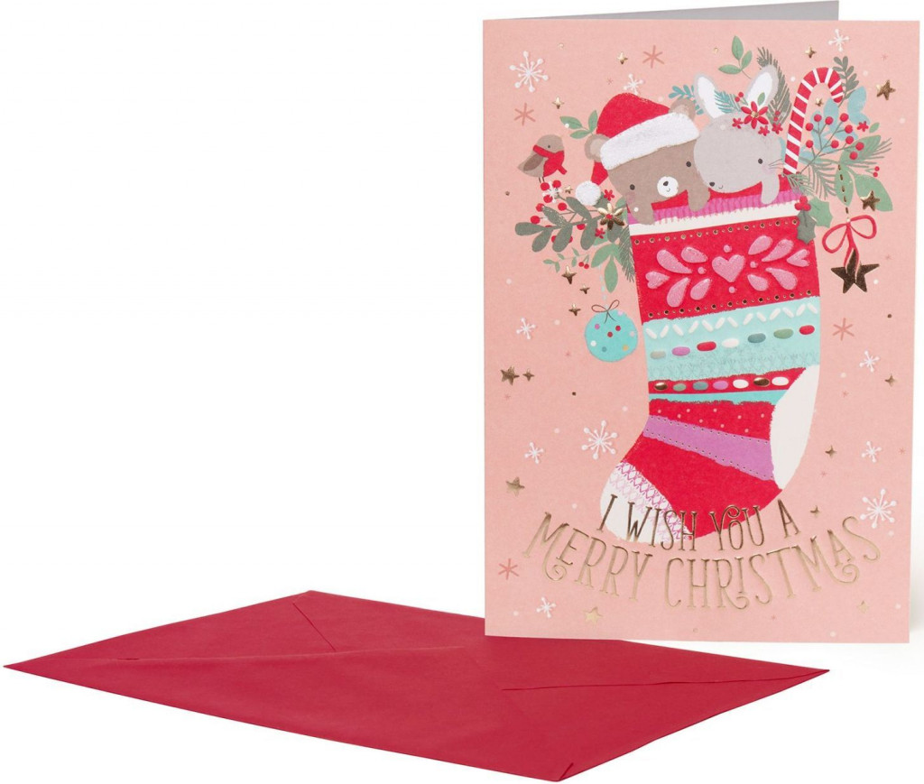 Legami Vánoční přání Legami  Christmas Greeting Cards - 11,5X17 - Xmas Sock