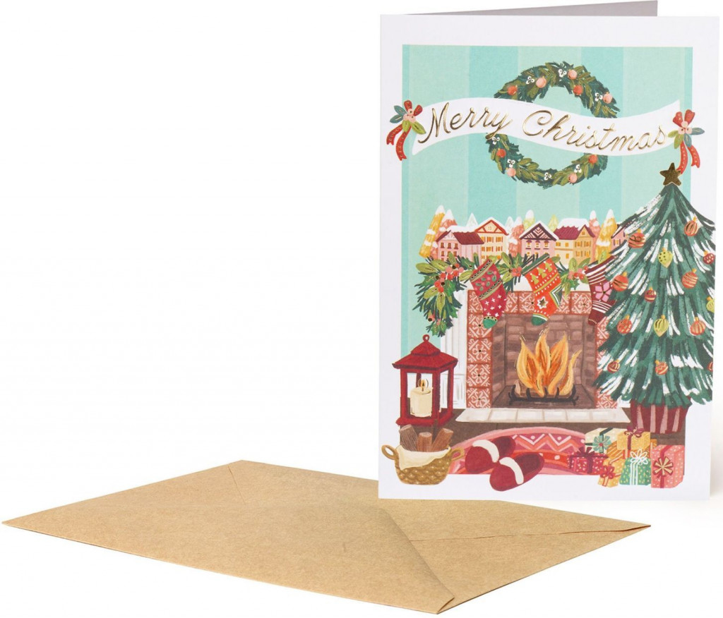 Legami Vianočné prianie Legami Christmas Greeting Cards - 11,5X17 - Fireplace