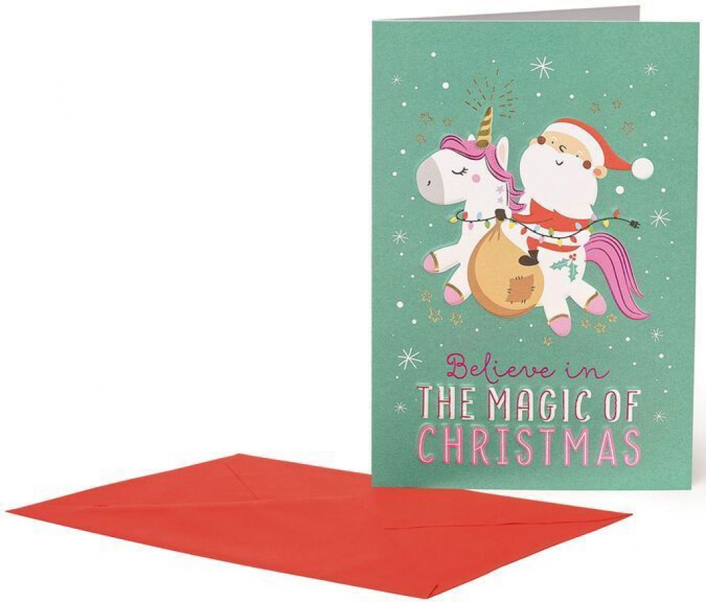 Legami Vánoční přání Legami  Christmas Greeting Cards - 11,5X17 - Unicorn
