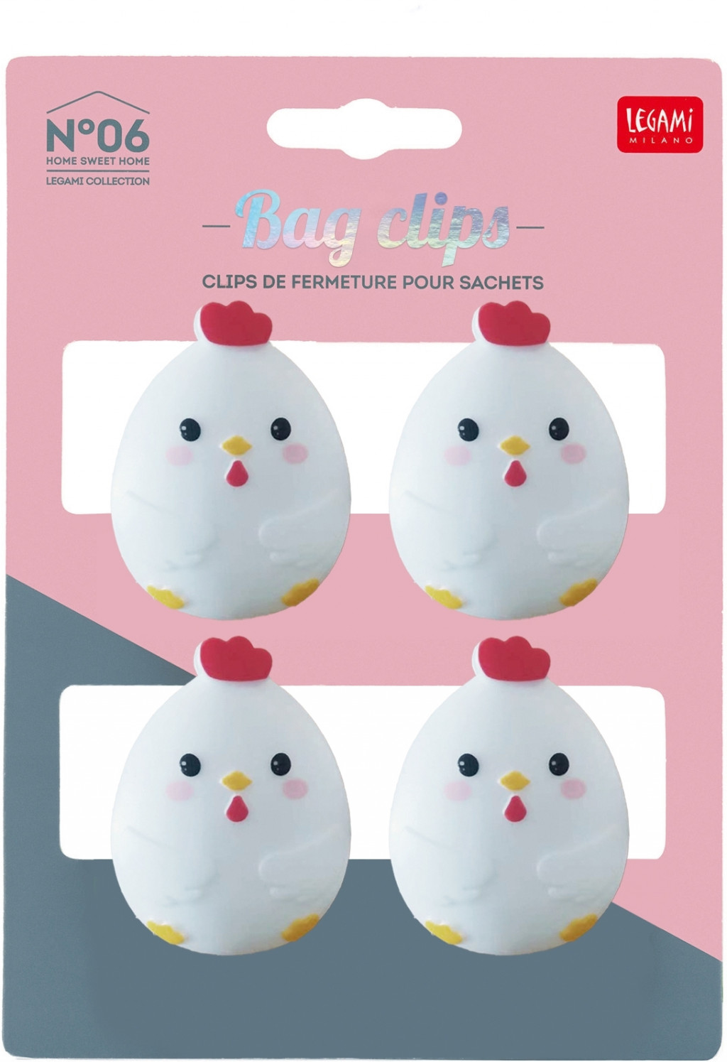 Legami Súprava štipcov na vrecká Legami Set Of 4 Bag Clips - Bag Clips - Hen