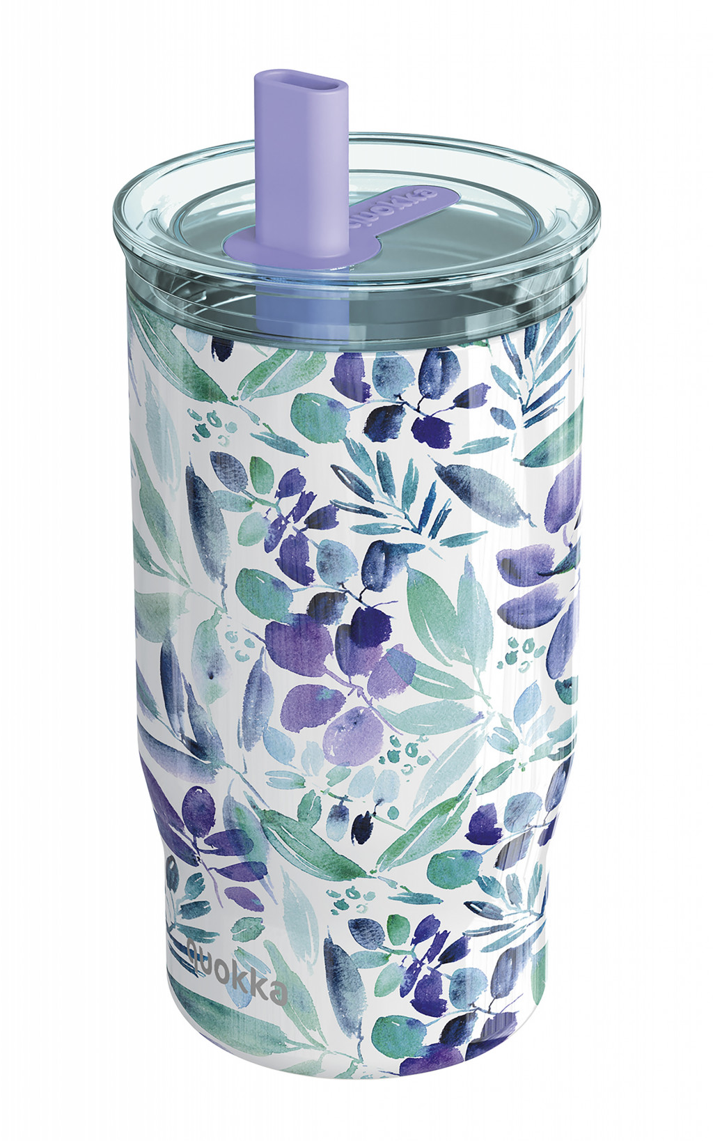 Quokka Nerezový termohrnček so slamkou Mist Violet Blooms 720 ml