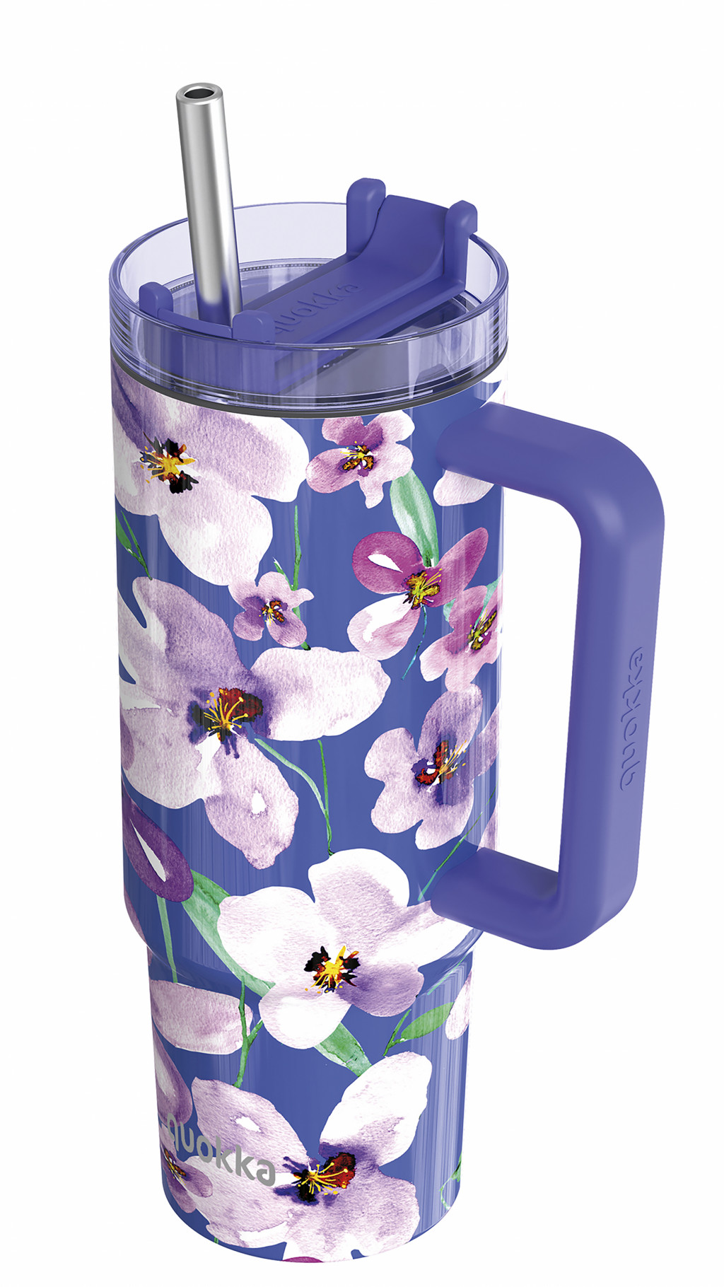 Quokka Nerezový termohrnek s brčkem Stream Flower Dusk 950 ml