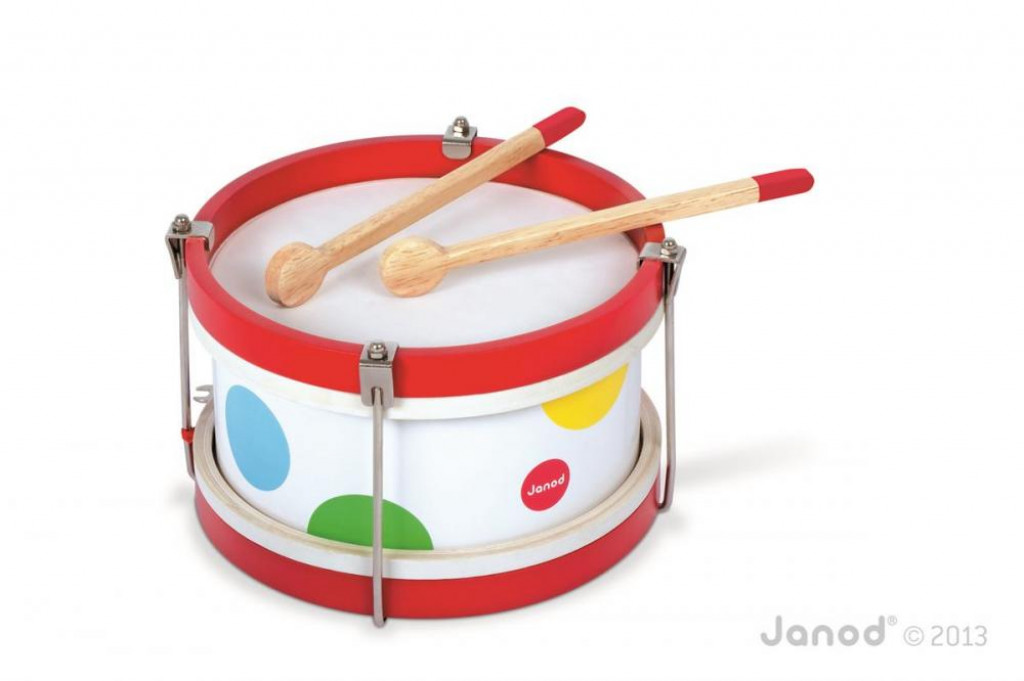 Janod Drevený bubon pre deti Confetti od 2 rokov na zavesenie na krk