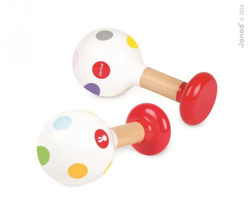 Janod Detské drevené rumbagule pre deti Confetti Maracas 1 ks od 1 roka