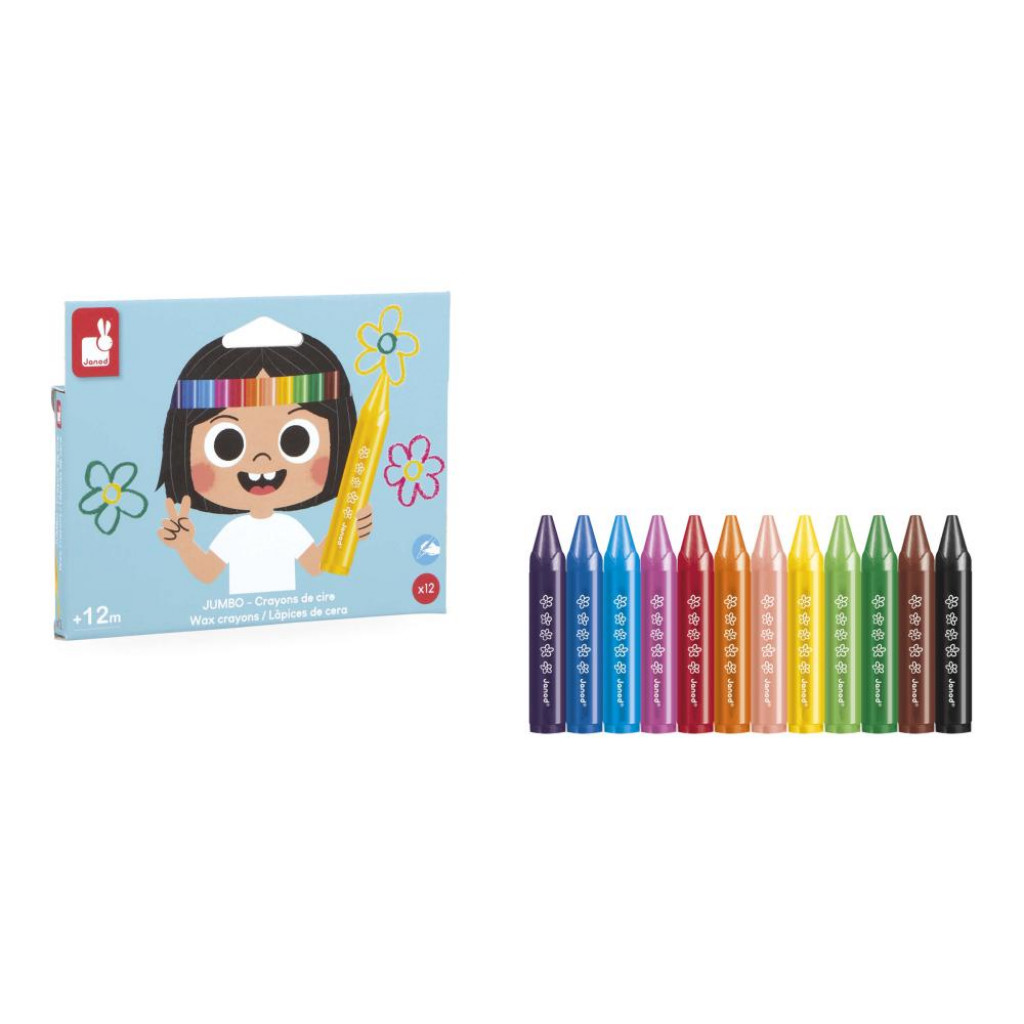 Janod Colorino Trojhranné voskovky 12 farieb od 1 roka