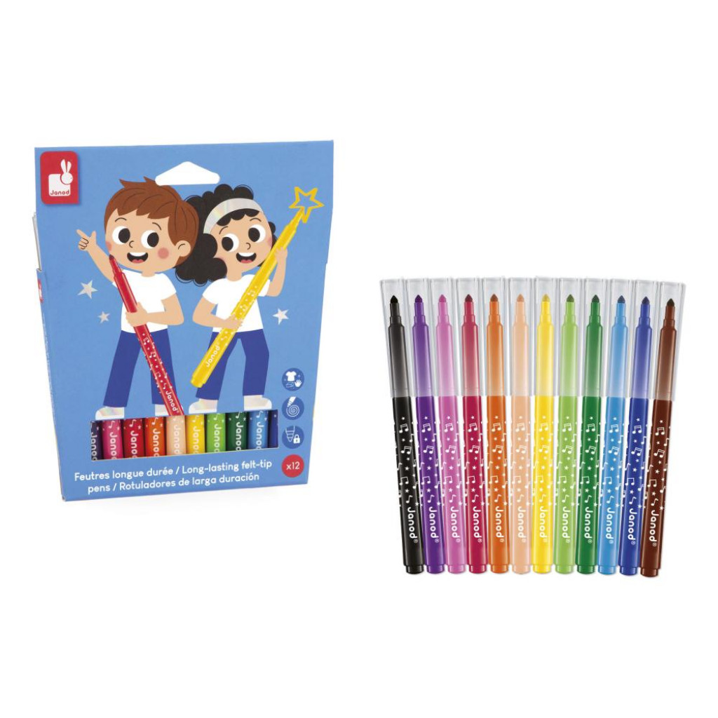 Janod Colorino Detské fixky 12 farieb od 3 rokov