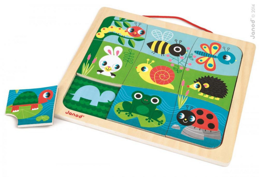 Janod Drevené vkladacie magnetické puzzle s tieňmi Zvieratká v záhrade 