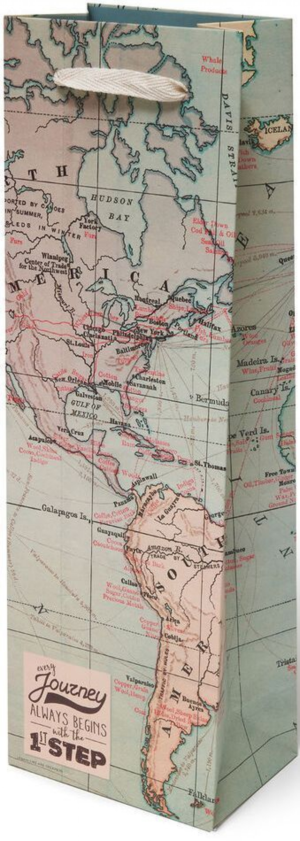 Legami Darčeková taška na fľašu Legami Bottle Gift Bag - Map