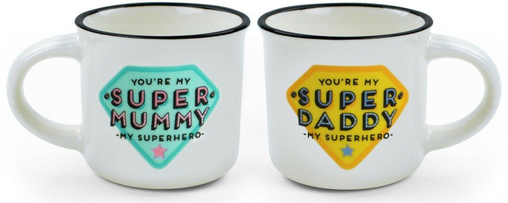 Legami Set hrnčekov Legami 2 Coffee Mugs - Espresso For Two - Super Mummy And Super Daddy