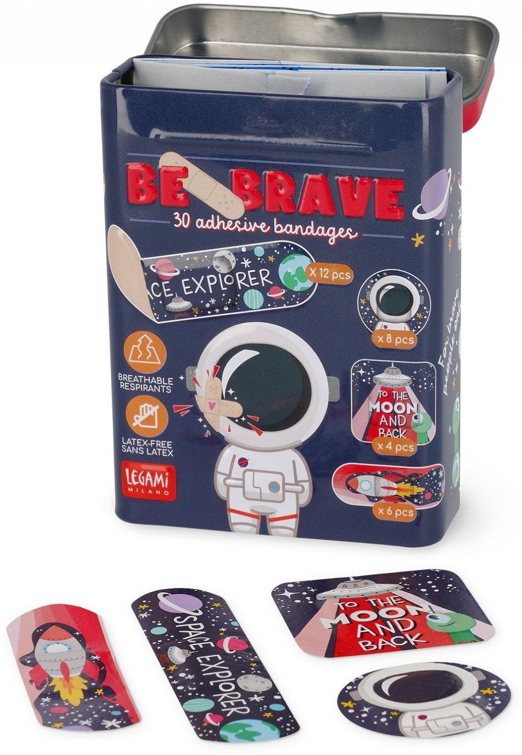 Legami Set náplastí Legami Be Brave - 30 Printed Adhesive Bandages - Space