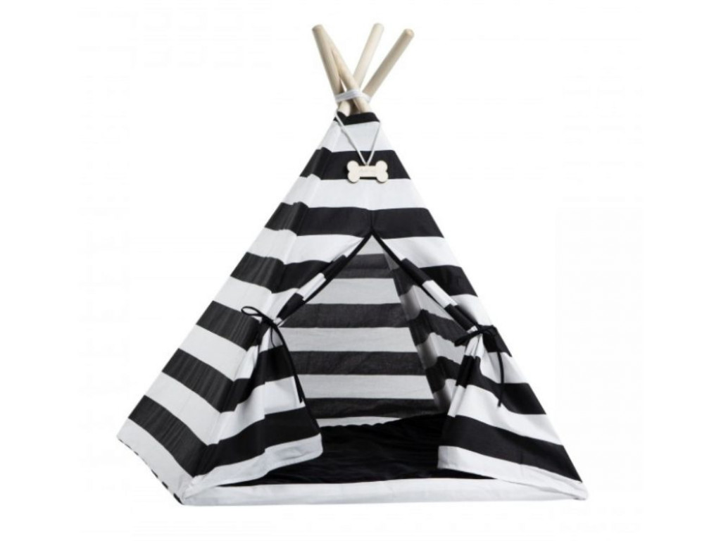 Elis design Domček pre zvieratá - teepee stan čierno-biely