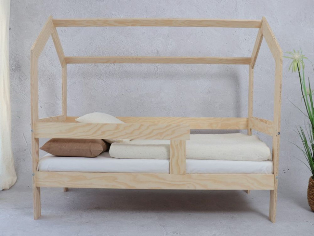 Elis design Posteľ domček Basic so zábradlím - na nožičkách rozmer lôžka: 70 x 140 cm, šuplík, nožičky: s nožičkami 20 cm, so šuplíkom