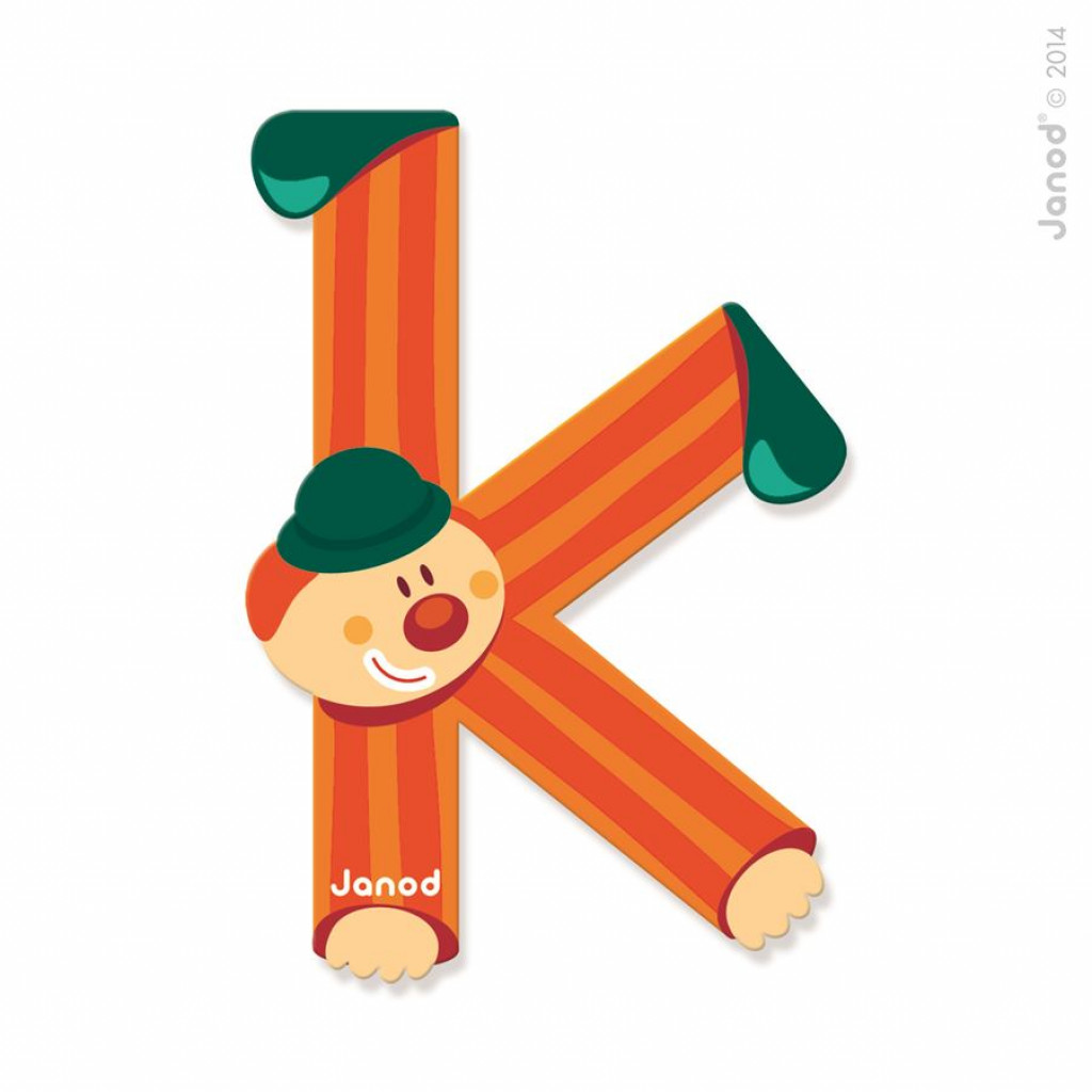 Janod Drevené písmenko K lepiace 9 cm ( farebné prevedenie - náhodný výber)