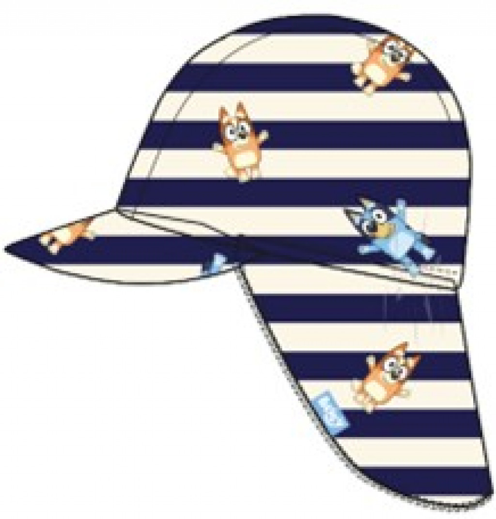 Swim Essentials Plavkový klobúk pásikavý s ochranou krku s UPF 50+ Bluey