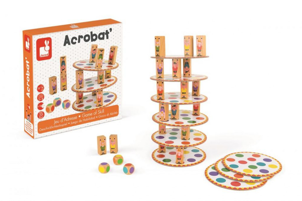 Janod Spoločenská hra pre deti Akrobat od 5 rokov 2-8 hráčov hra na motoriku a rovnováhu