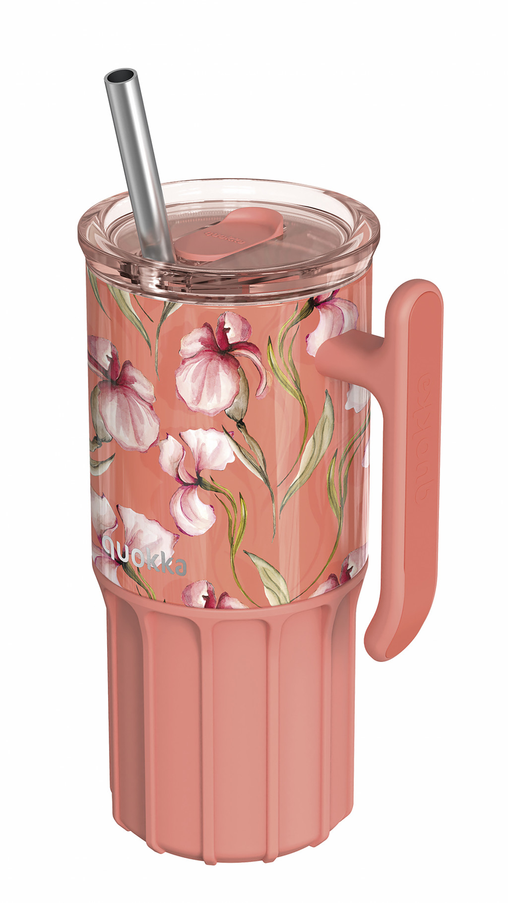 Quokka Nerezový termohrnček so slamkou Umi Floral Coral 720 ml
