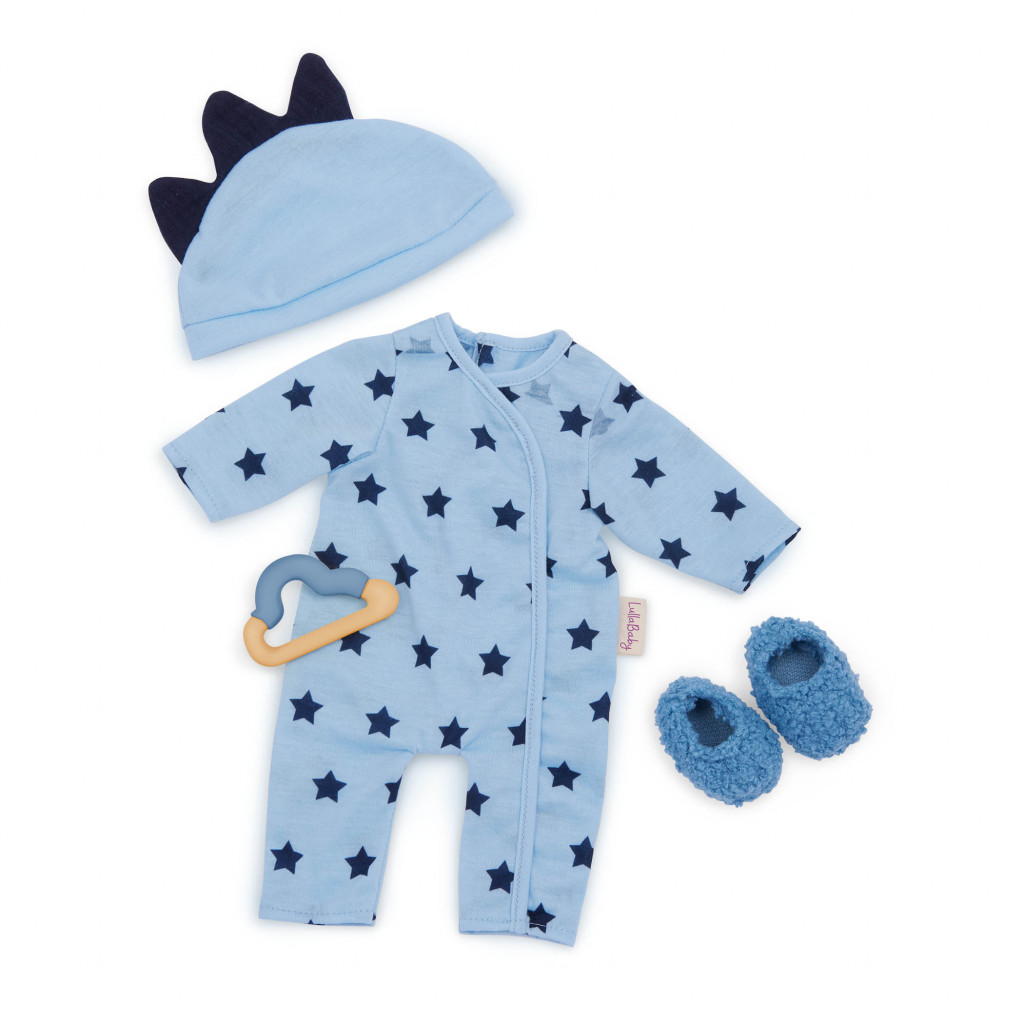 LullaBaby Overal pre bábiky modrý s doplnkami