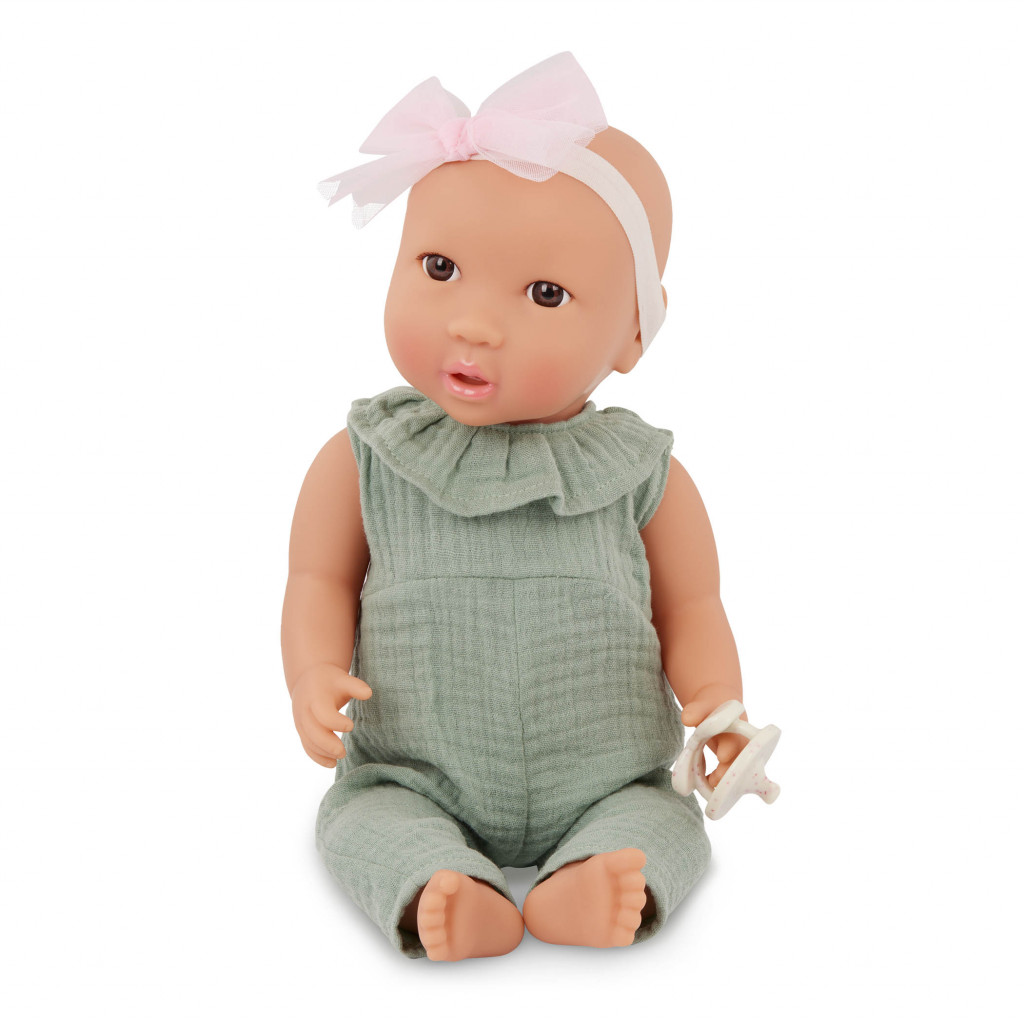 LullaBaby Bábika 35 cm v overale s čelenkou