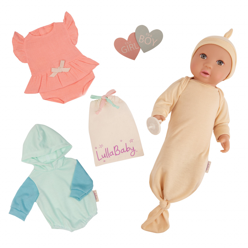 LullaBaby Bábika 35 cm s prekvapením Gender Reveal