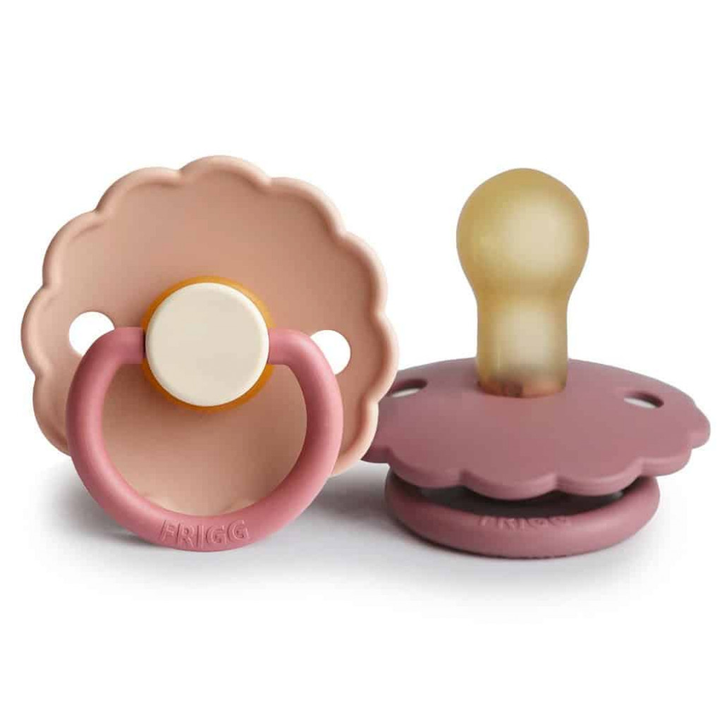 Frigg Dvojbalenie cumlíkov frigg daisy violet peony/ cedar, 0-6m, kaučuk