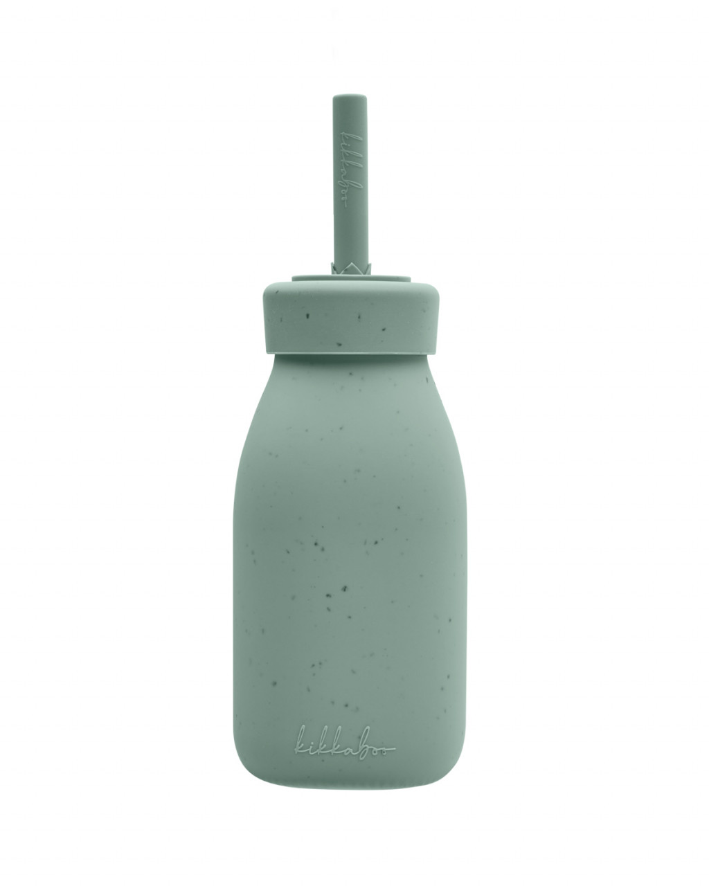 KikkaBoo Láhev s brčkem Platinum Silicone Sage