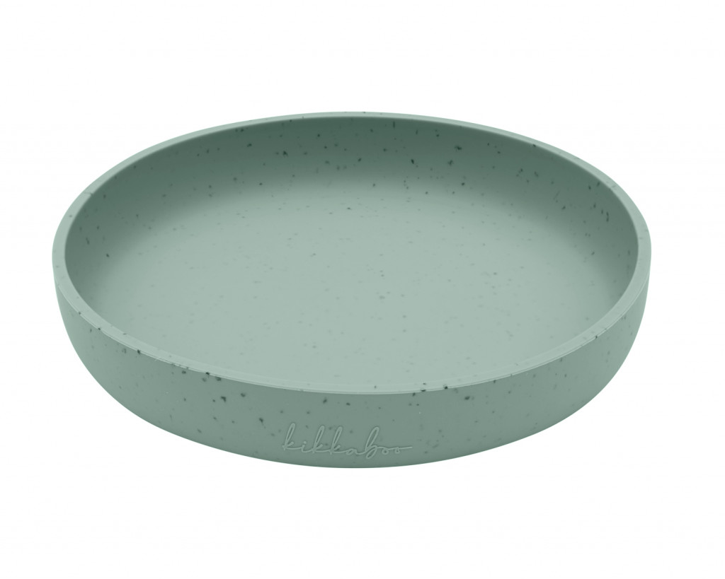 KikkaBoo Talíř Platinum Silicone Sage