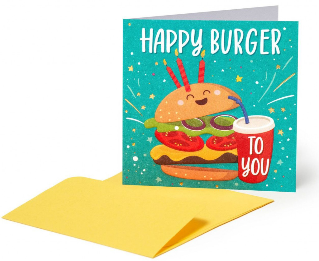 Legami Darčekové prianie Legami Small Greeting Card - Burger