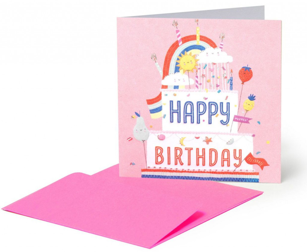 Legami Darčekové prianie Legami Small Greeting Card - Rainbow - Cake
