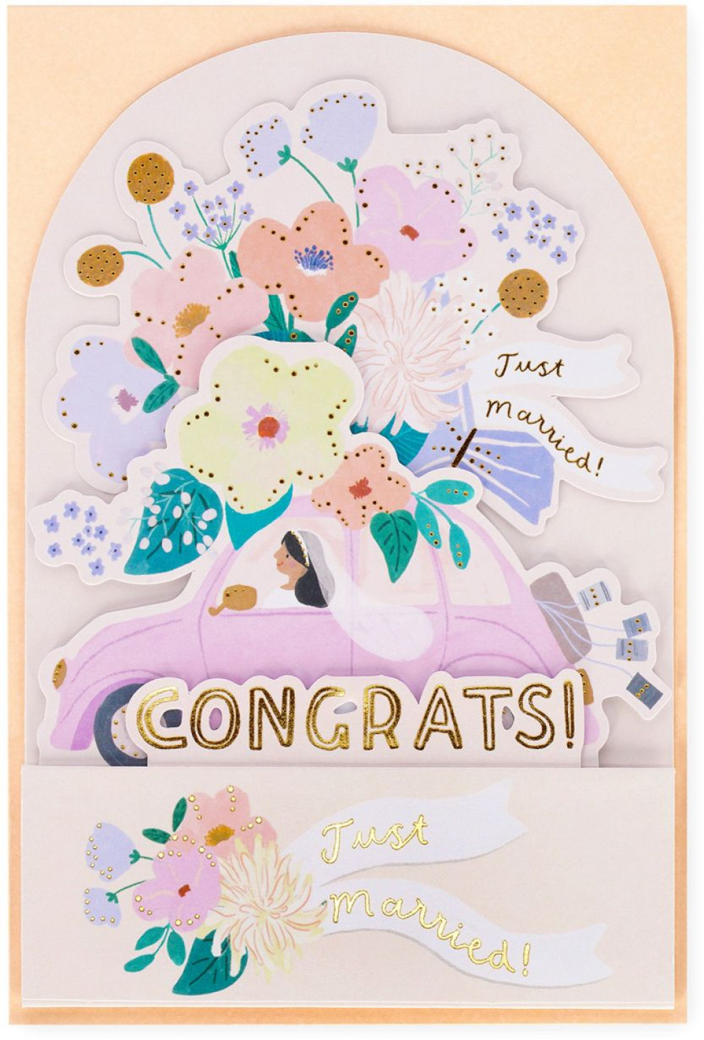 Legami Darčekové prianie Legami Pop-Up Card - Pop-Up Greeting Card - Wedding Car