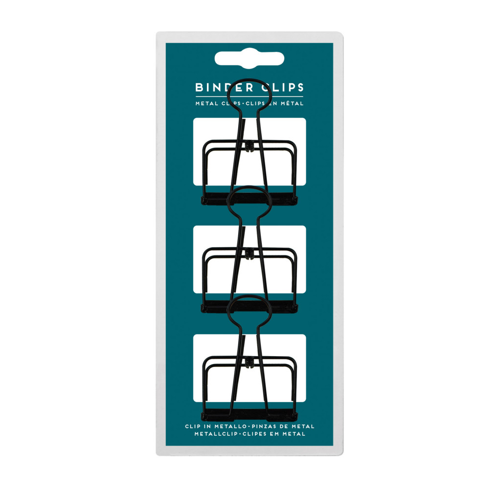 Legami Klipy do zakladača Legami Set Of 3 Metal Clips - Binder Clips - Black