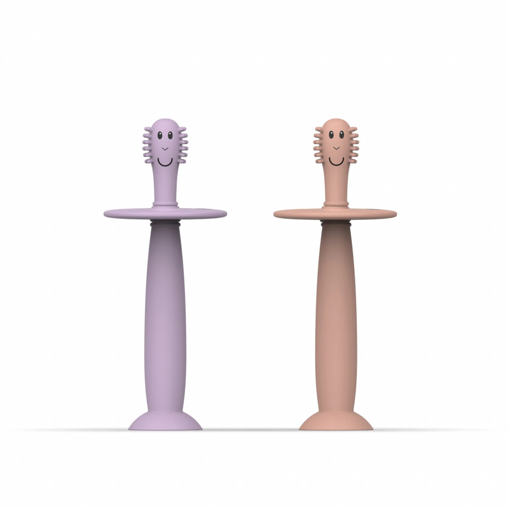Matchstick Monkey Tréningová zubná kefka so zarážkou – dusty pink and lilac