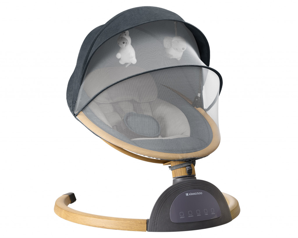 KikkaBoo Houpací lehátko elektrické Ashlee Dark Grey