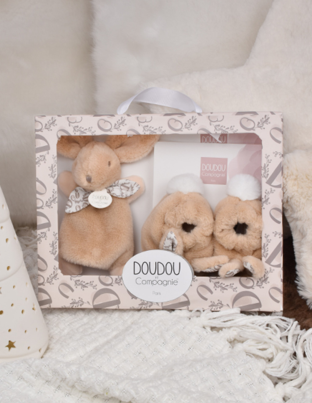 DouDou ET Compagnie Darčeková krabička zajačik 15cm - Béžová