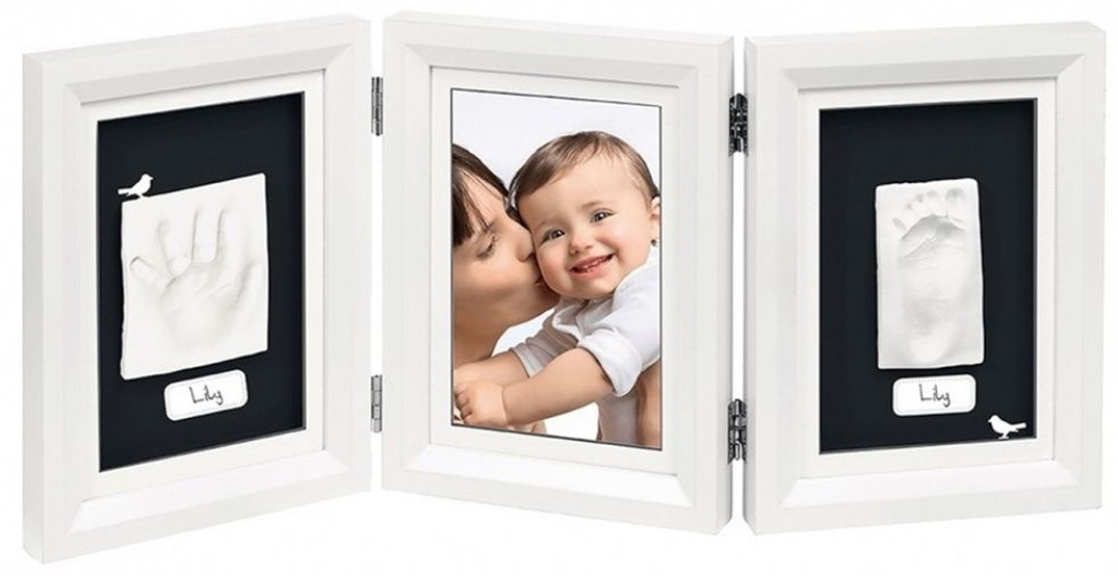 Baby Art Drevený rámček pre odtlačok My Baby Touch Double White & Black
