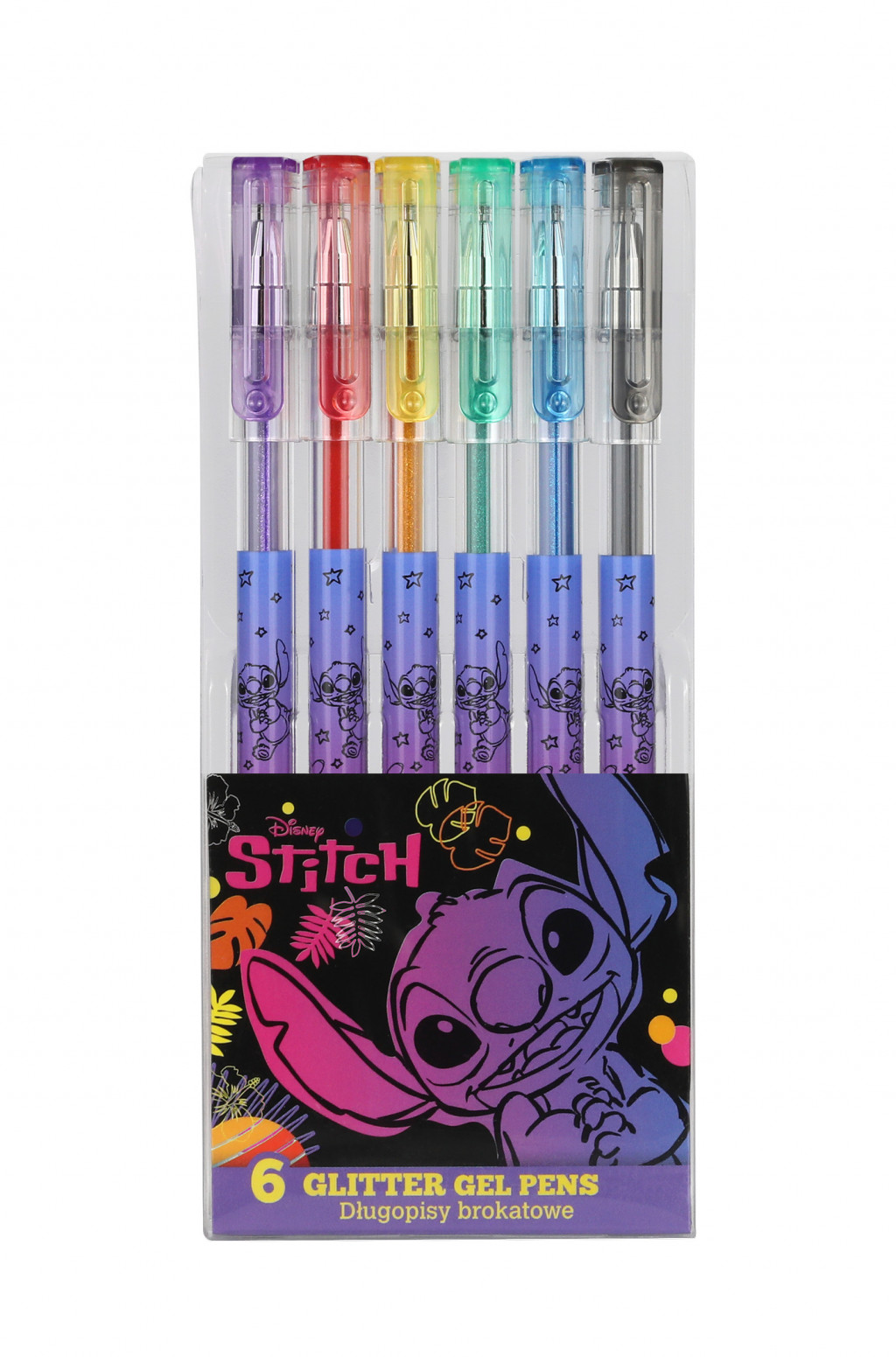 Coolpack Gélové perá s trblietkami Stitch Black 6 ks