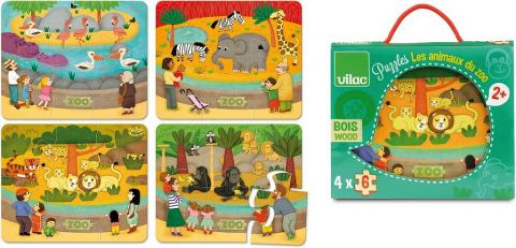Vilac Drevené puzzle Zoo