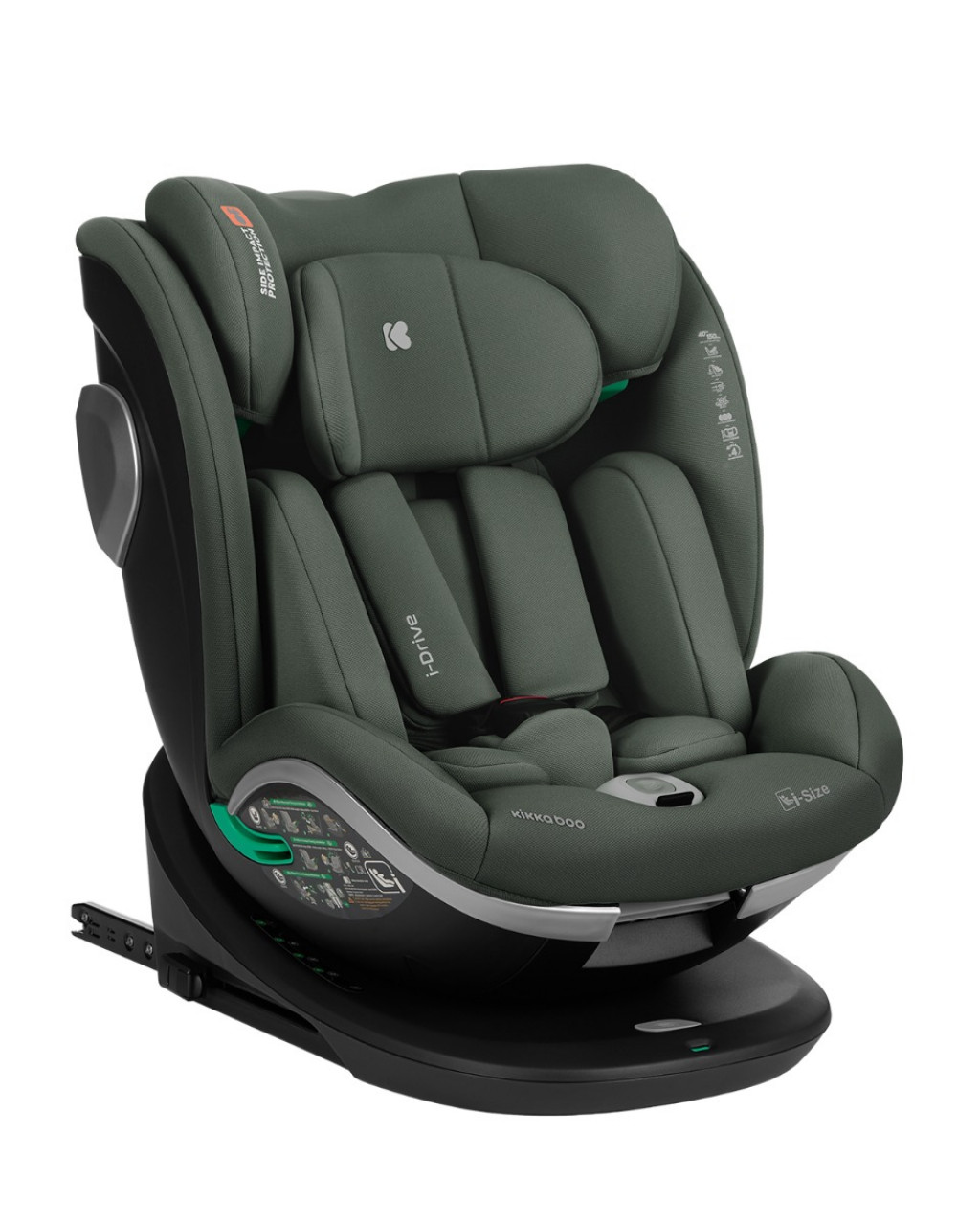 KikkaBoo Autosedačka 40-150 cm i-Drive i-SIZE Army Green