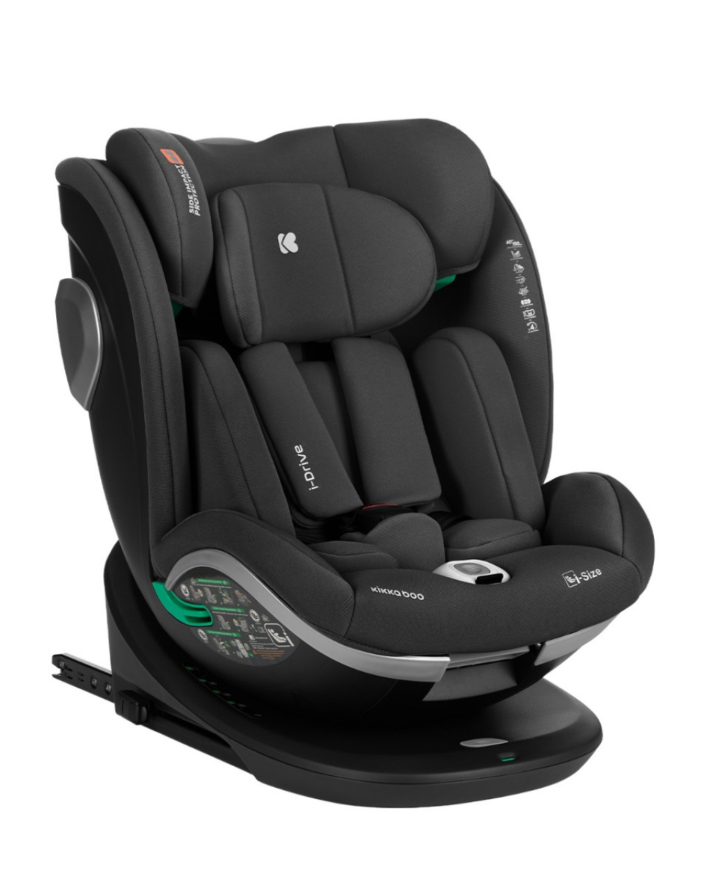 KikkaBoo Autosedačka 40-150 cm i-Drive i-SIZE Black