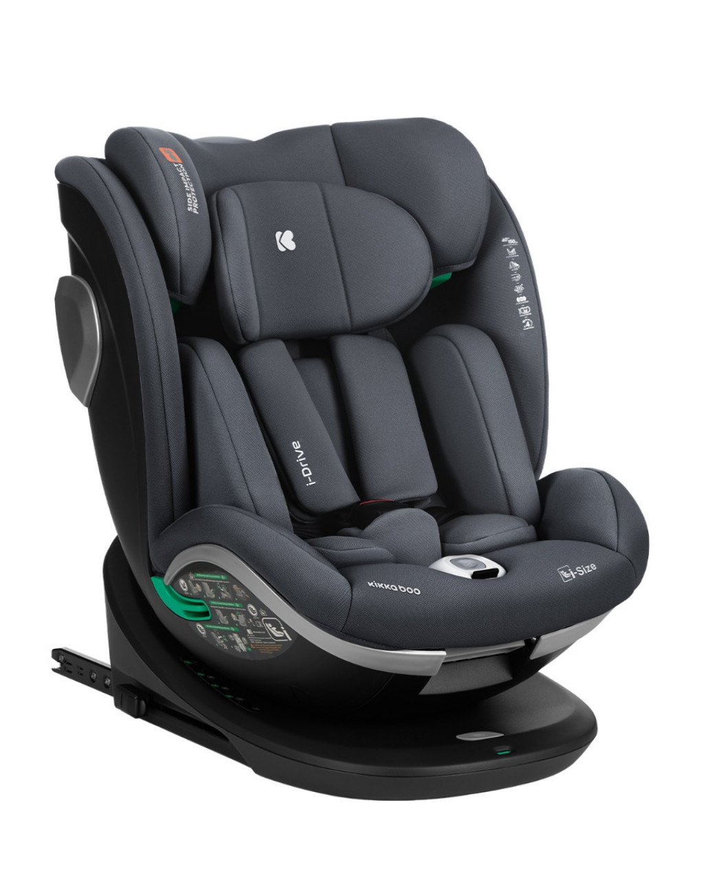 KikkaBoo Autosedačka 40-150 cm i-Drive i-SIZE Dark Grey