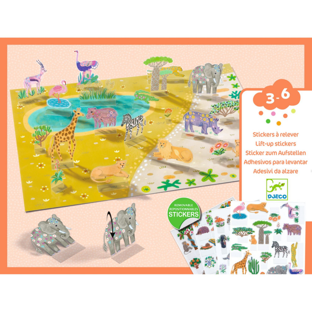 DJECO ENG: Lift-up stickers - Animals