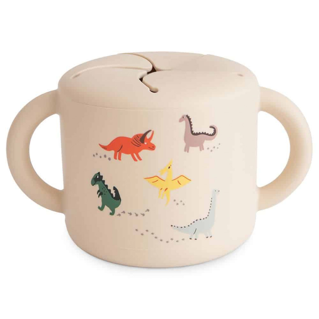 Mushie Silikónový pohárik na snack mushie - dinosaurs
