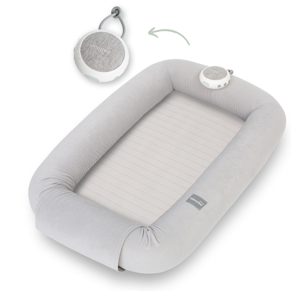 Sleepee Multifunkční hnízdečko pro miminko s bílým šumem 3v1 Sleepee Grey