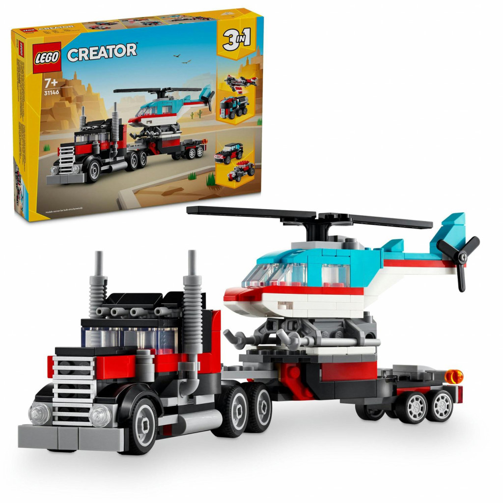 Lego® Nákladiak s plochou korbou a helikoptérou